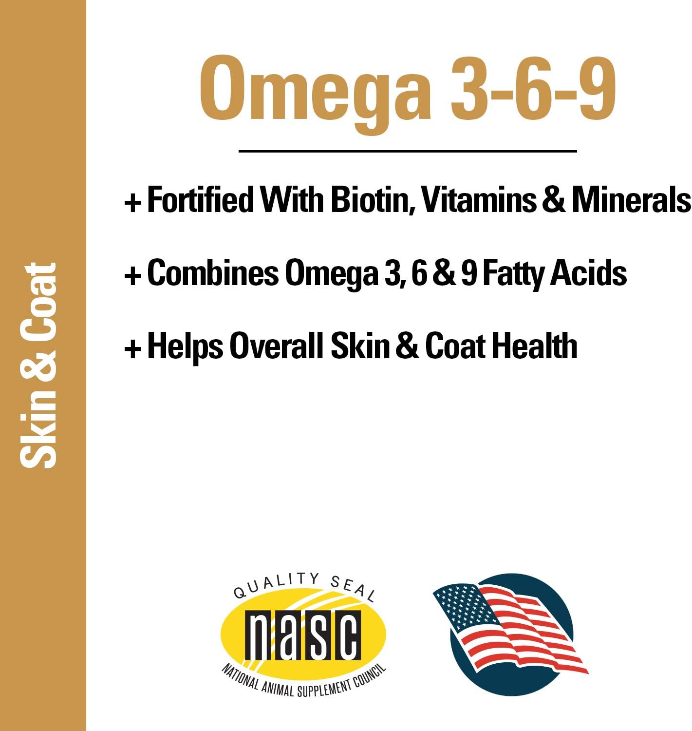 Omega 3-6-9 Pet Skin & Coat Supplement Powder for Cats & Dogs - Promotes Healthy Skin & Glossy Coats - 14 Oz Omega Fatty Acids Powder