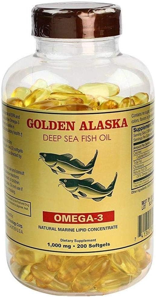 Omega 3 Alaska Deep Sea Fish Oil Softgels - 1000mg, 200 Count - NCB Brand