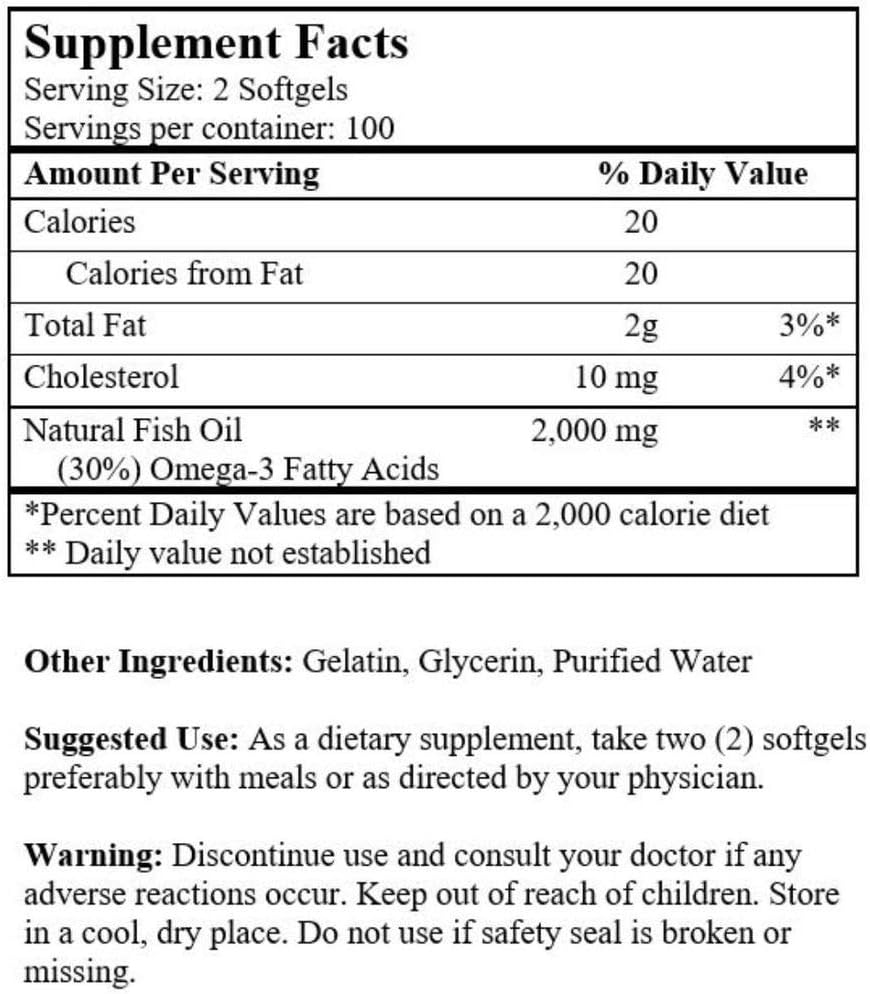 Omega 3 Alaska Deep Sea Fish Oil Softgels - 1000mg, 200 Count - NCB Brand