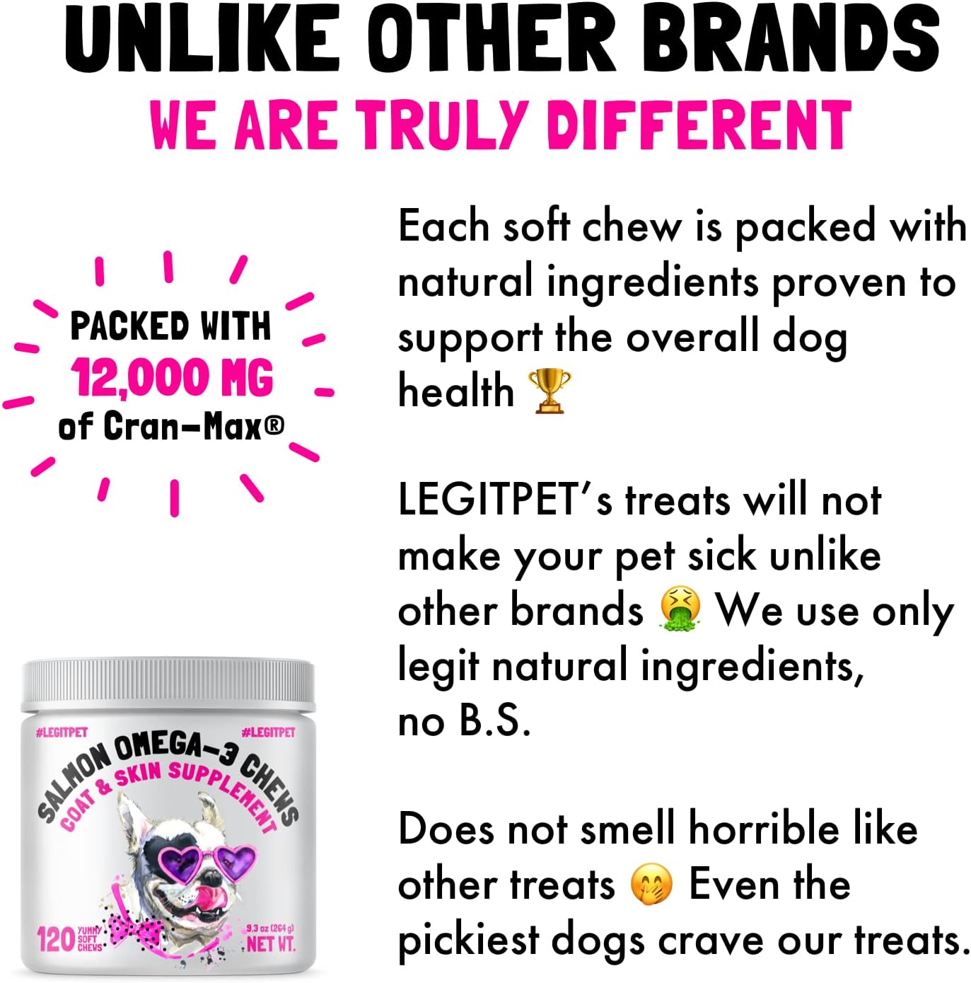 Omega 3 Alaskan Salmon Oil Treats for Dogs - Skin, Coat, Hip & Joint Health, Allergy Relief - Fish Oil Supplement with EPA & DHA Fatty Acids