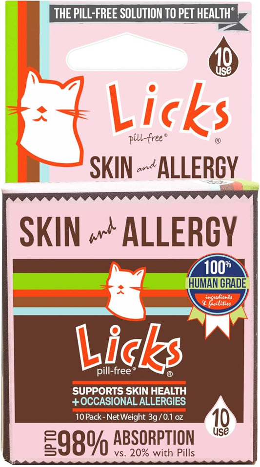 Omega 3 Allergy Relief Gel Packets for Cats with Itchy Skin - Turmeric Supplement - Pill-Free Cat Skin & Allergy Vitamins