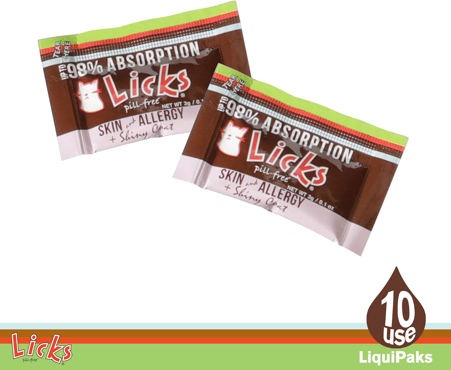 Omega 3 Allergy Relief Gel Packets for Cats with Itchy Skin - Turmeric Supplement - Pill-Free Cat Skin & Allergy Vitamins