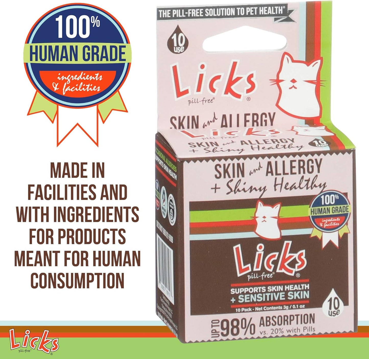 Omega 3 Allergy Relief Gel Packets for Cats with Itchy Skin - Turmeric Supplement - Pill-Free Cat Skin & Allergy Vitamins