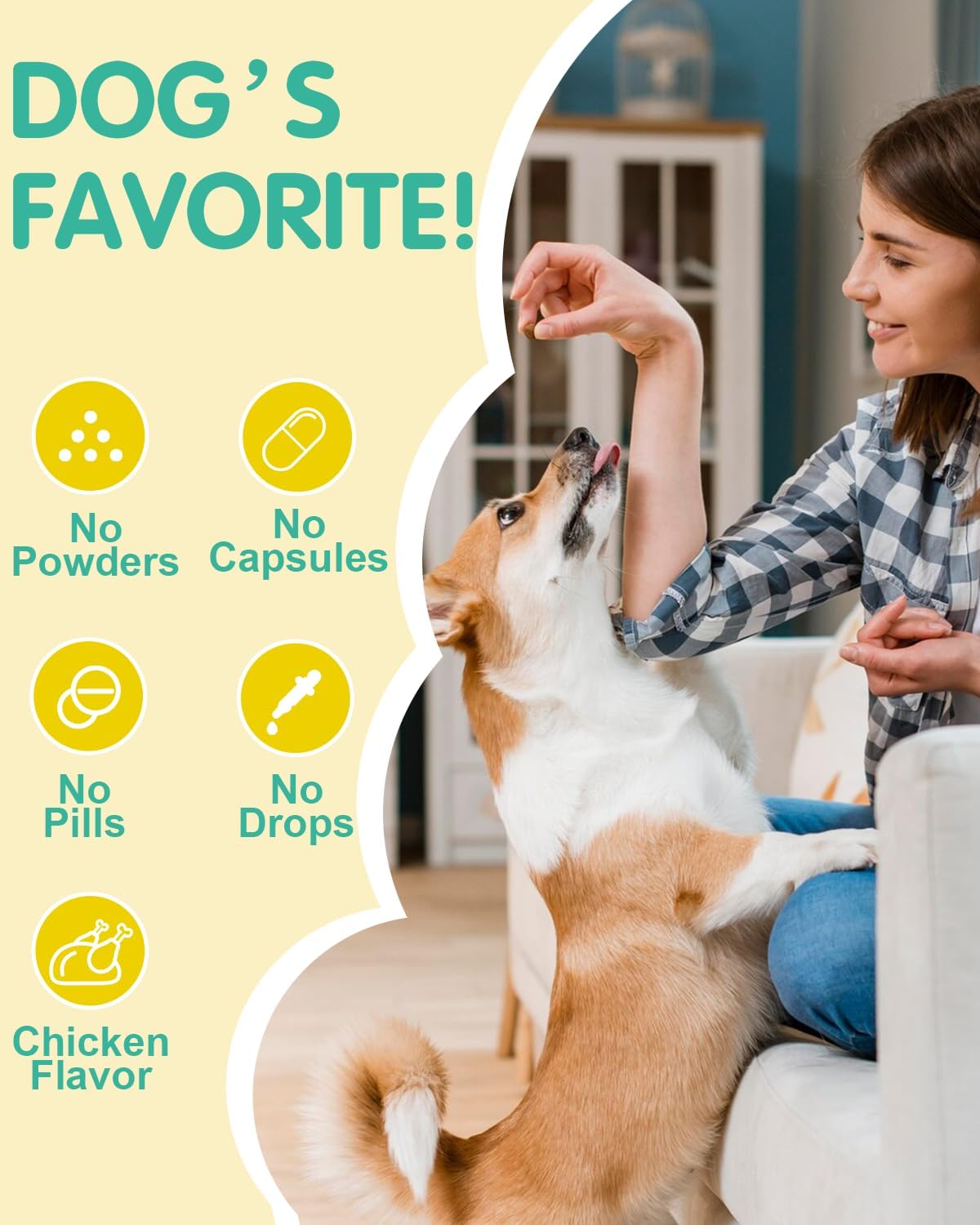 Omega 3 Dog Skin and Coat Supplement with EPA & DHA Fatty Acids - Itchy Skin Relief - Chicken Flavor, 120 Chews