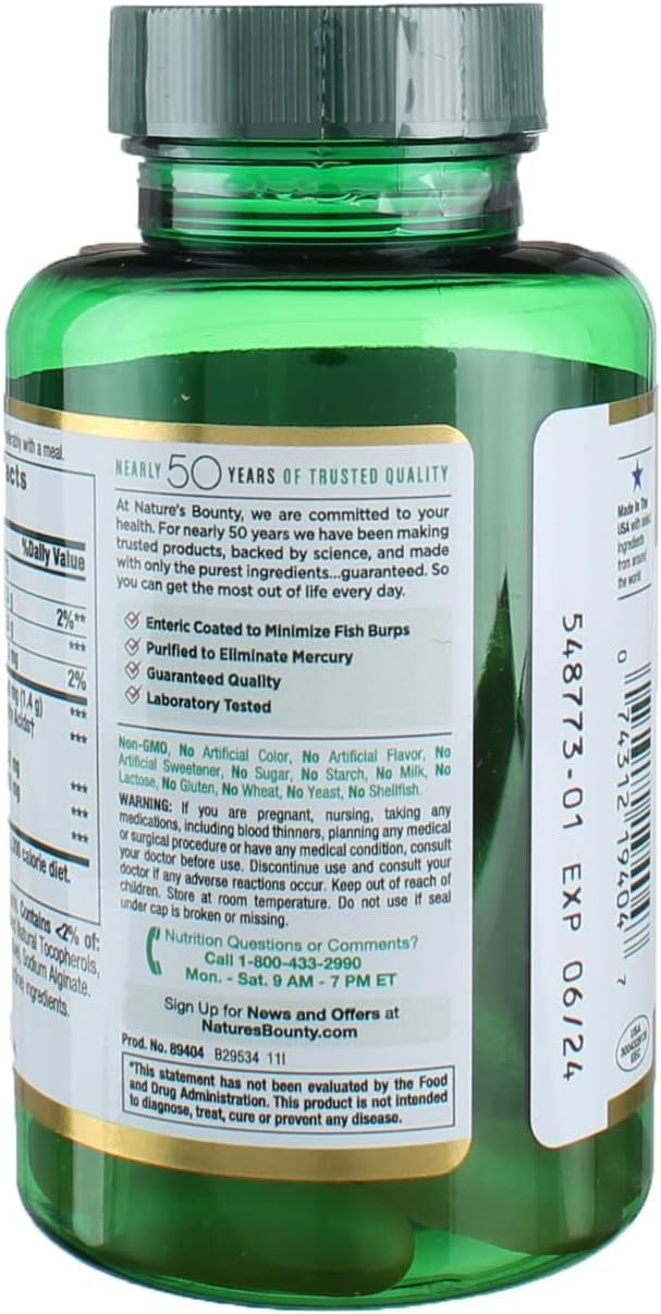 Omega-3 Fish Oil Dietary Supplement for Heart Health - 1400mg, 39 Coated Softgels by Nature's Bounty