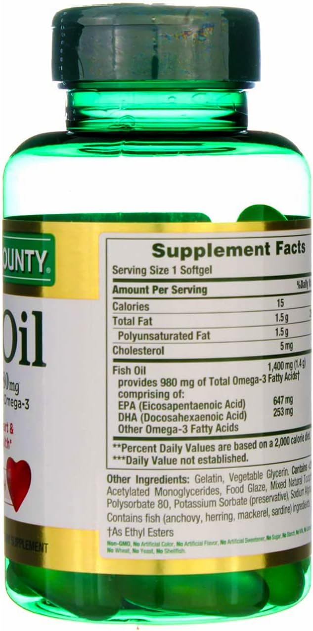 Omega-3 Fish Oil Dietary Supplement for Heart Health - 1400mg, 39 Coated Softgels by Nature's Bounty