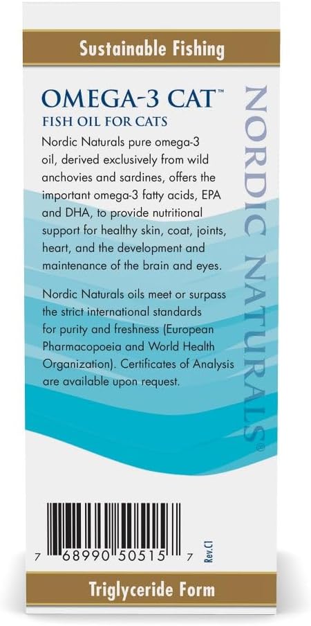 Omega-3 Fish Oil for Cats - Nordic Naturals - 2 oz - Unflavored - EPA & DHA - Promotes Heart, Skin, Coat, Joint, & Immune Health - Non-GMO - 304 mg Omega-3 Per mL