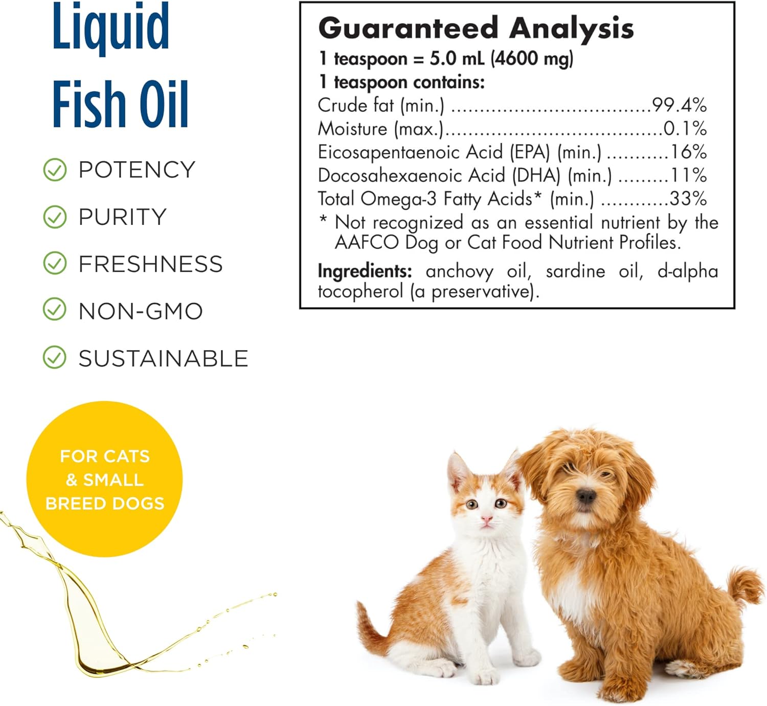 Omega-3 Fish Oil for Small Dogs & Cats - Nordic Naturals Unflavored Pet Supplement - 2 oz - 304 mg Per mL - EPA & DHA for Heart, Skin, Coat, & Immune Health