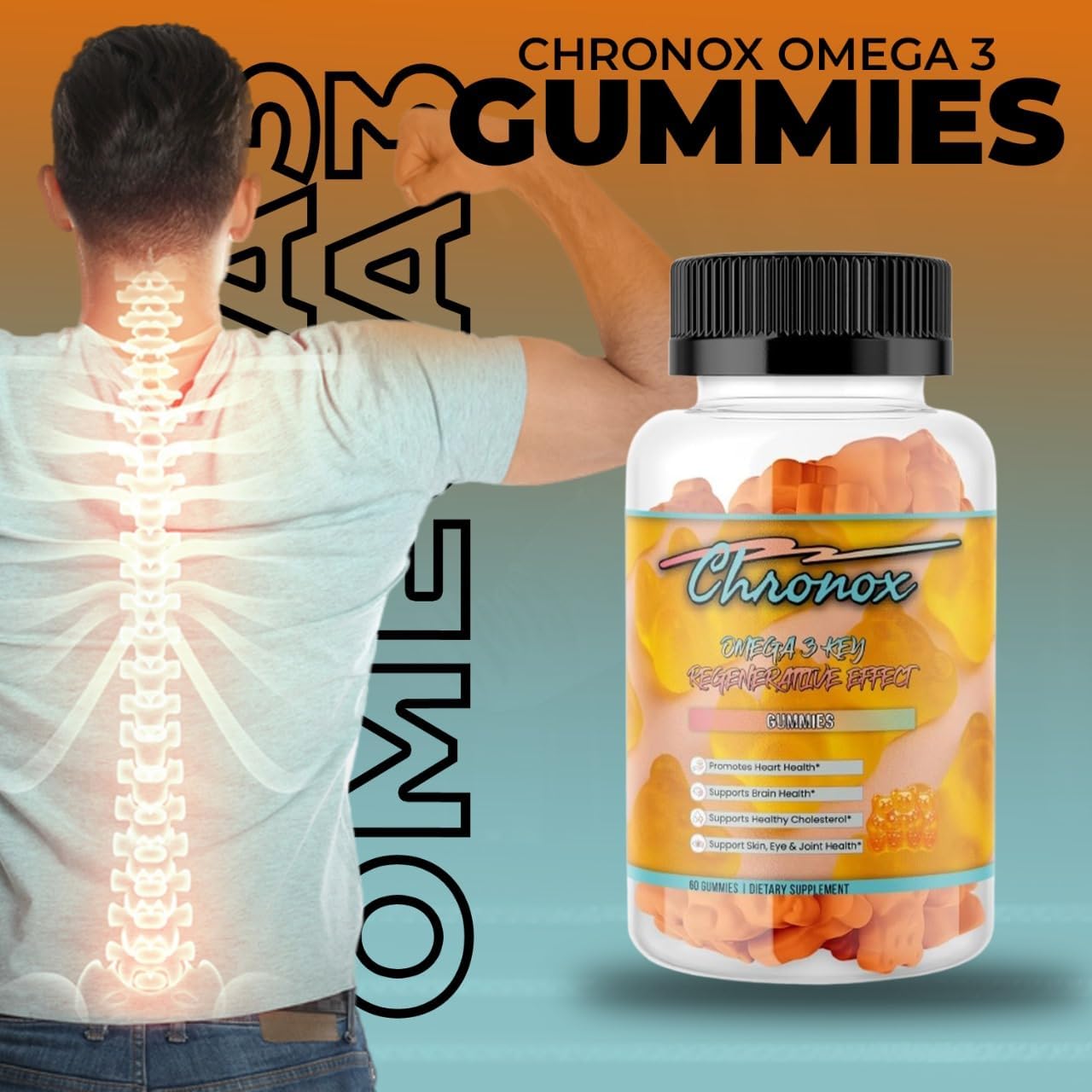 Omega 3 Fish Oil Gummies - Heart Healthy Supplement (60 Gummies) - Extra Strength Joint and Brain Support - Nature's Vitamin - Orange Flavor