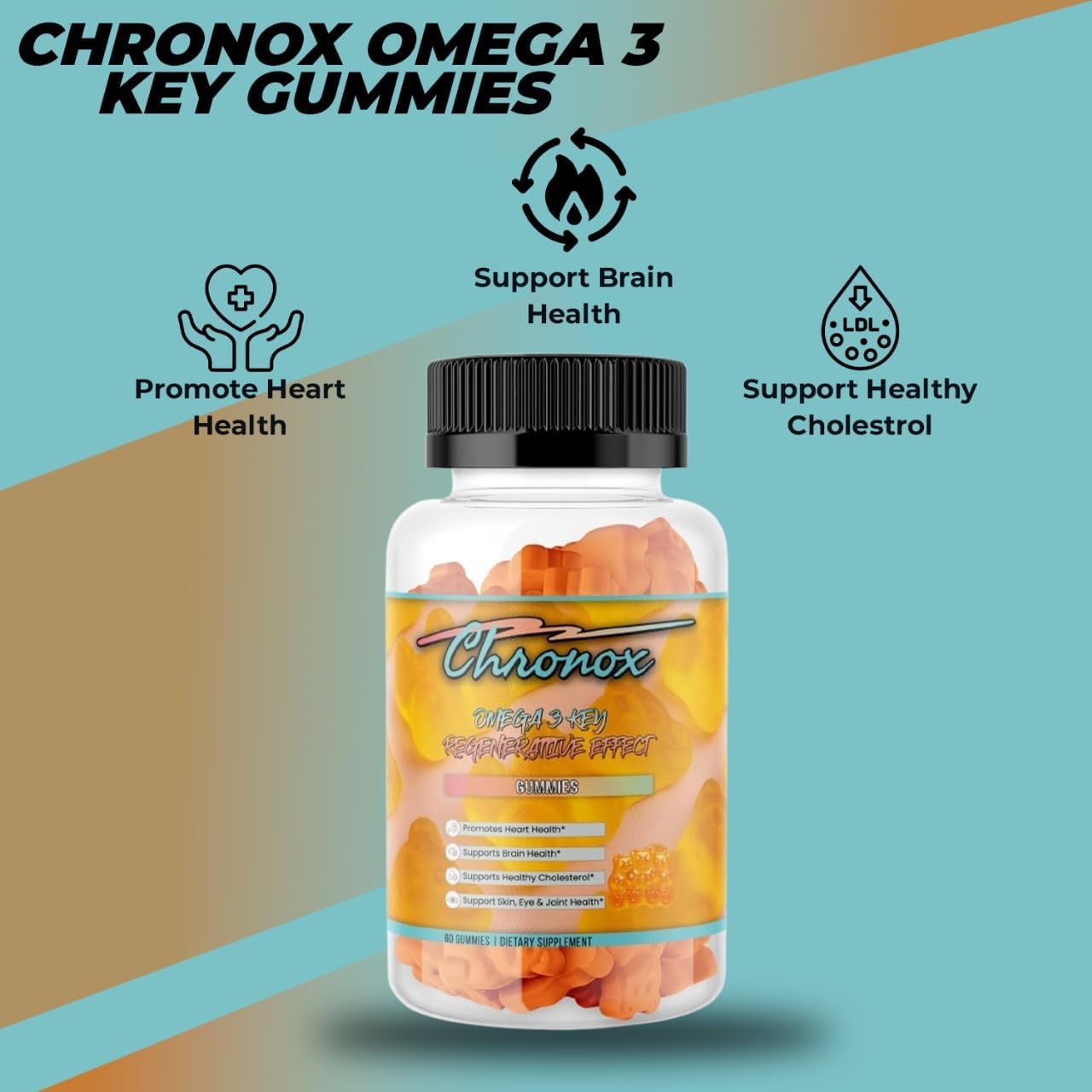 Omega 3 Fish Oil Gummies - Heart Healthy Supplement (60 Gummies) - Extra Strength Joint and Brain Support - Nature's Vitamin - Orange Flavor