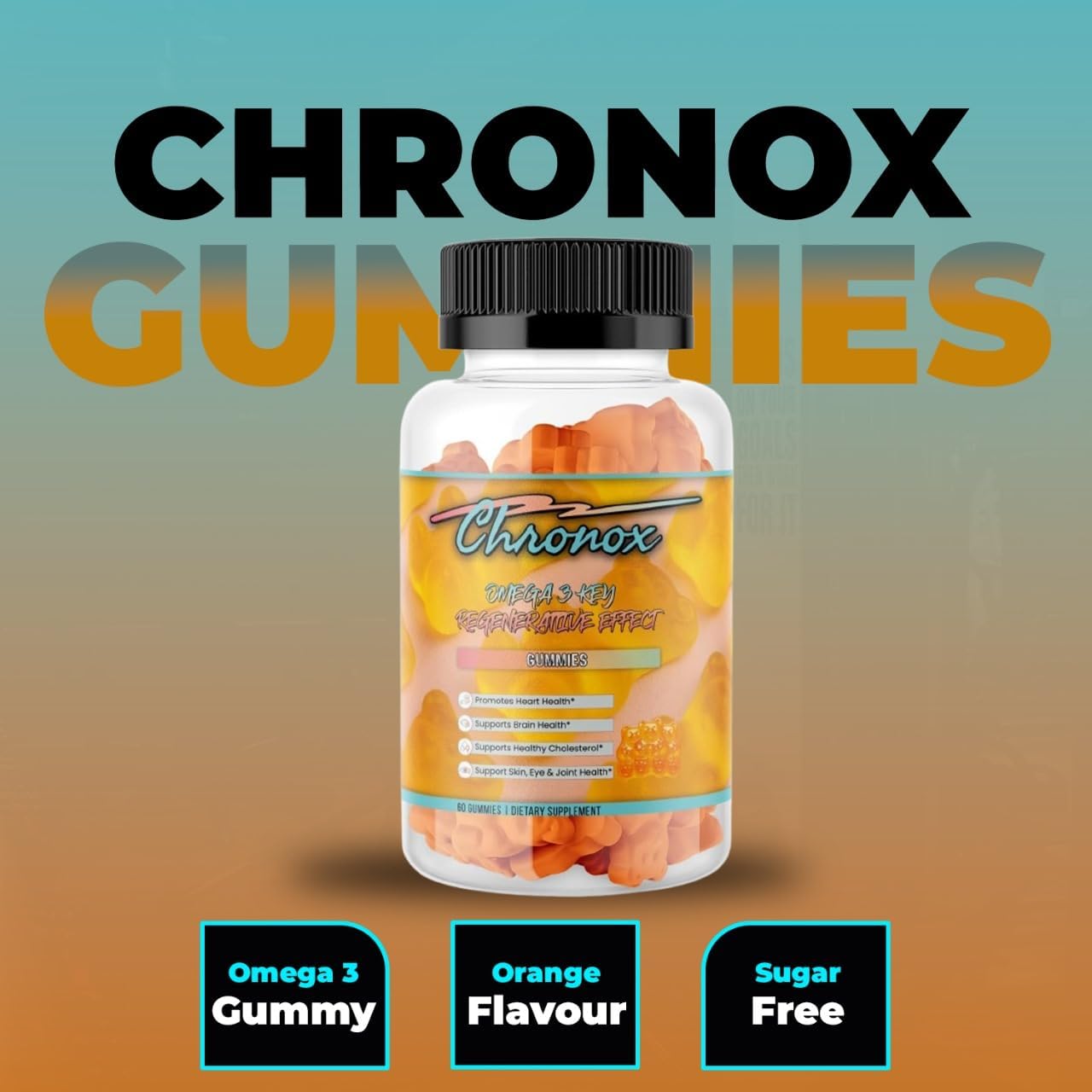 Omega 3 Fish Oil Gummies - Heart Healthy Supplement (60 Gummies) - Extra Strength Joint and Brain Support - Nature's Vitamin - Orange Flavor