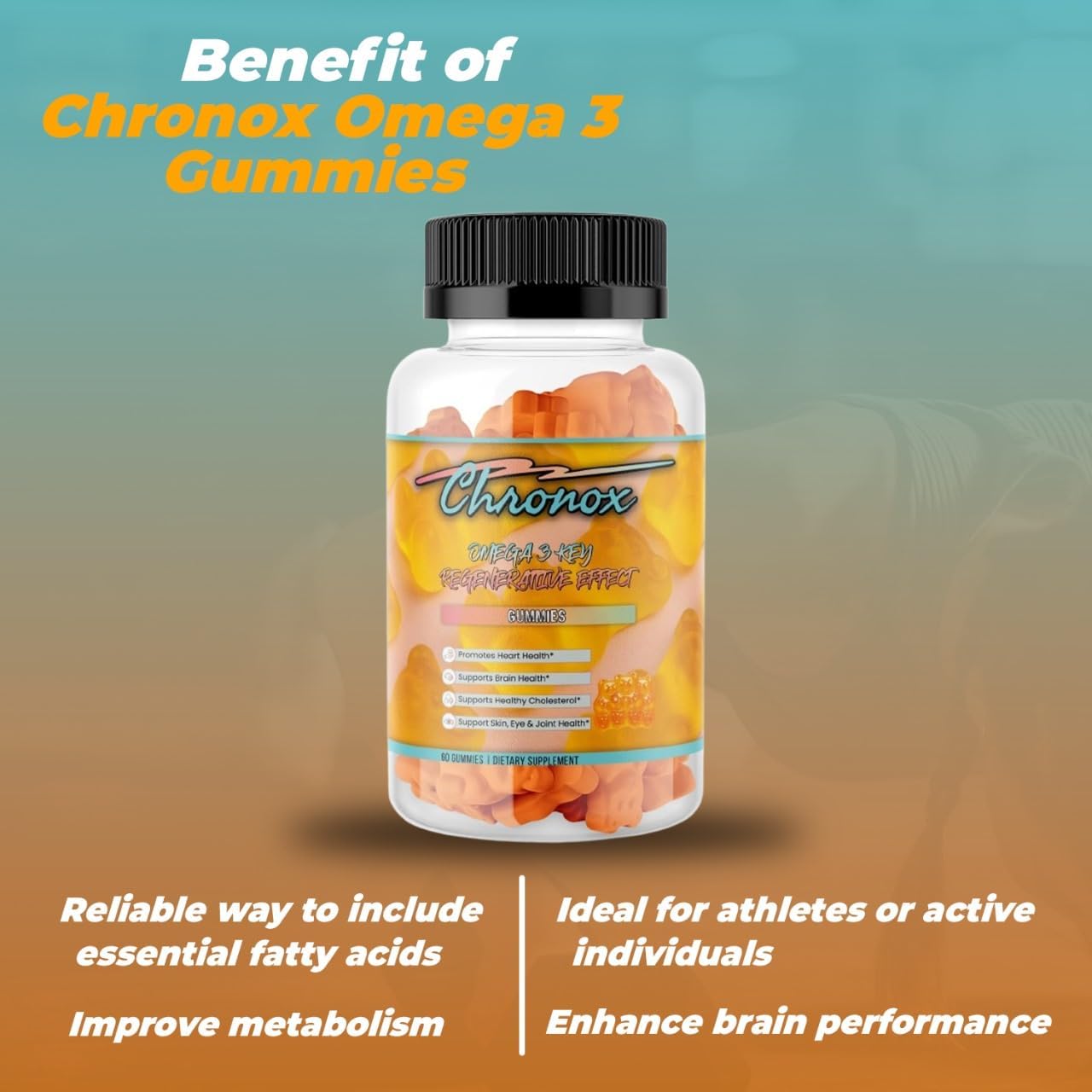 Omega 3 Fish Oil Gummies - Heart Healthy Supplement (60 Gummies) - Extra Strength Joint and Brain Support - Nature's Vitamin - Orange Flavor