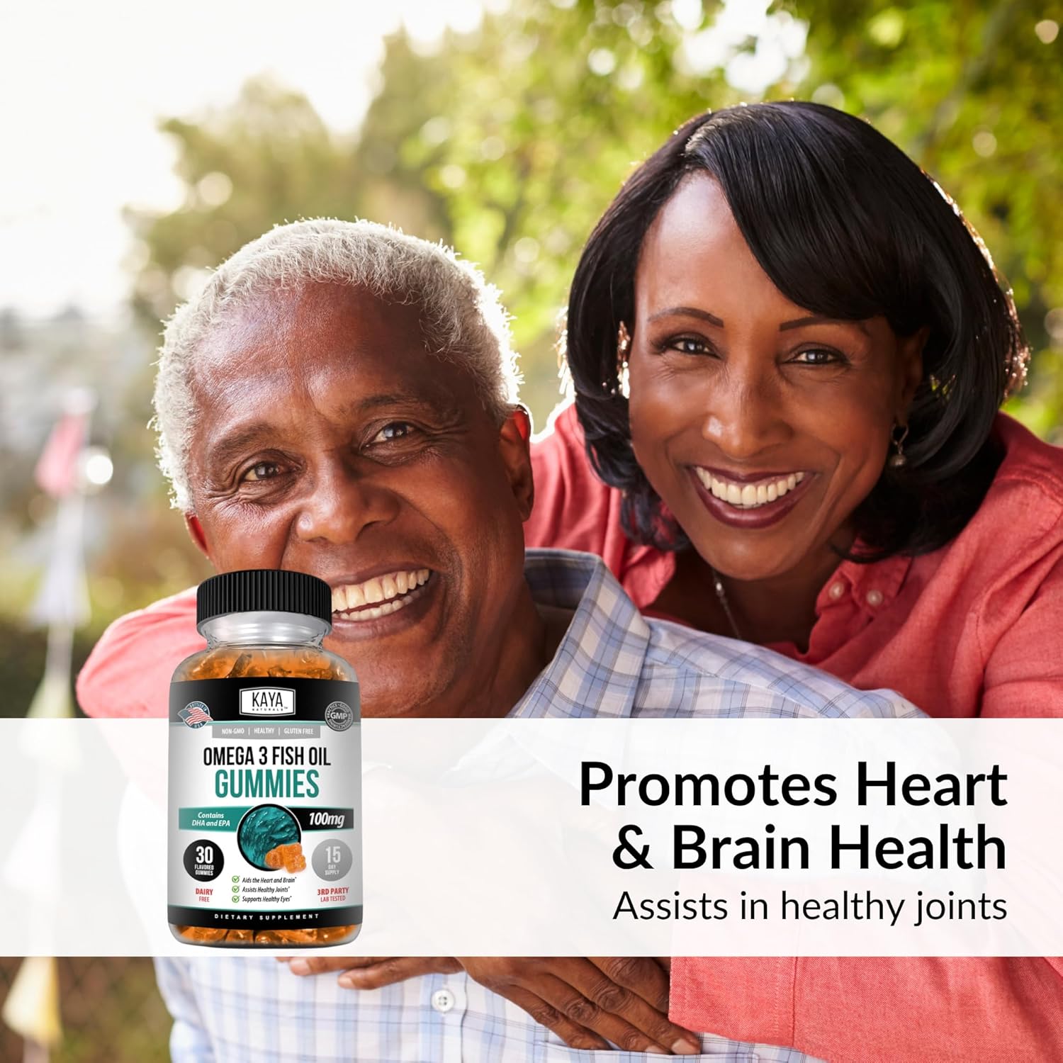 Omega 3 Fish Oil Gummies with EPA & DHA - Brain, Eye, Joint, Heart, Immune Support - Non-GMO - 30 Count