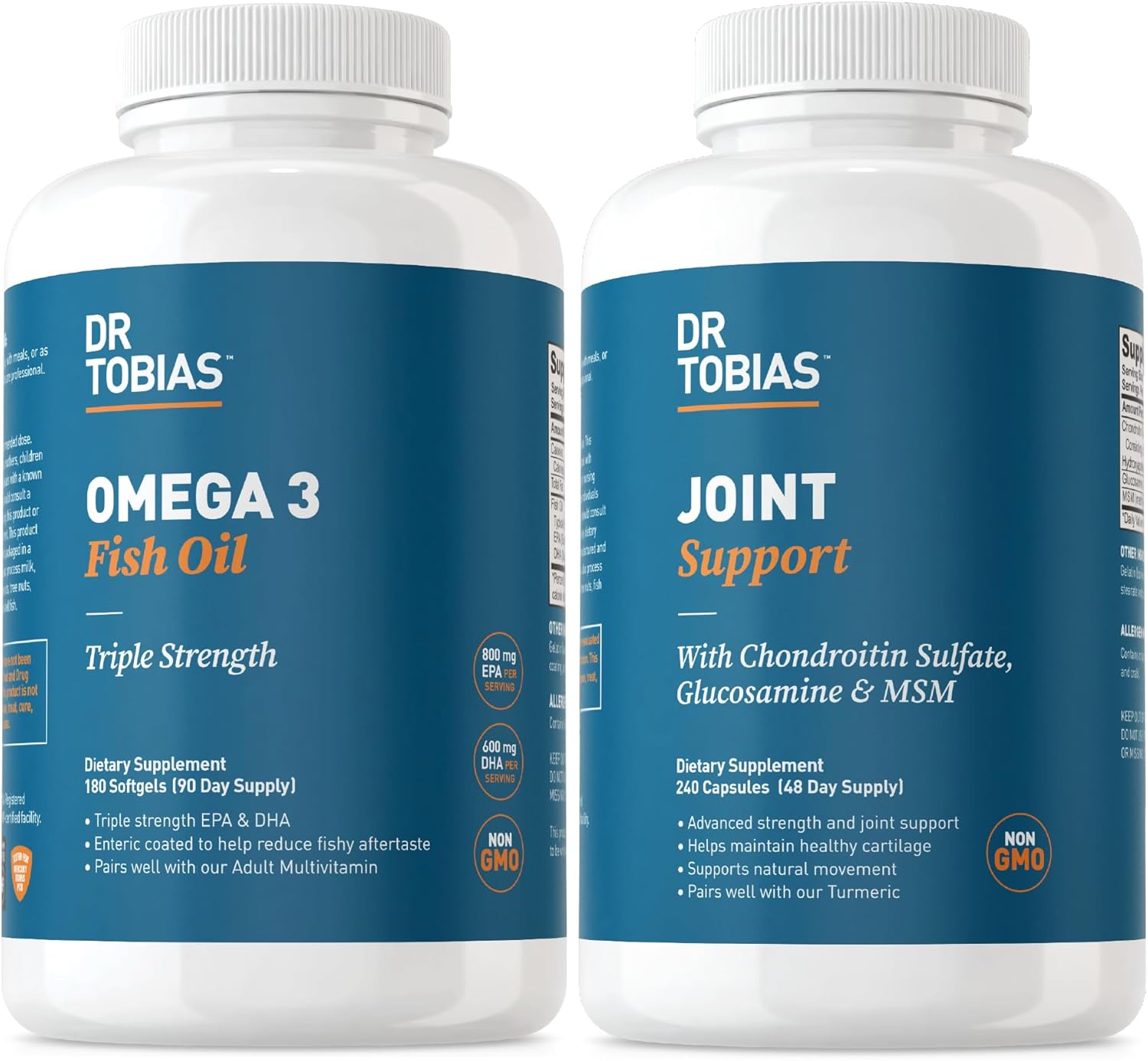 Omega 3 Fish Oil & Joint Support Supplement by Dr. Tobias - Promotes Heart, Brain, and Immune Health, Non-GMO Formula for Joint Comfort