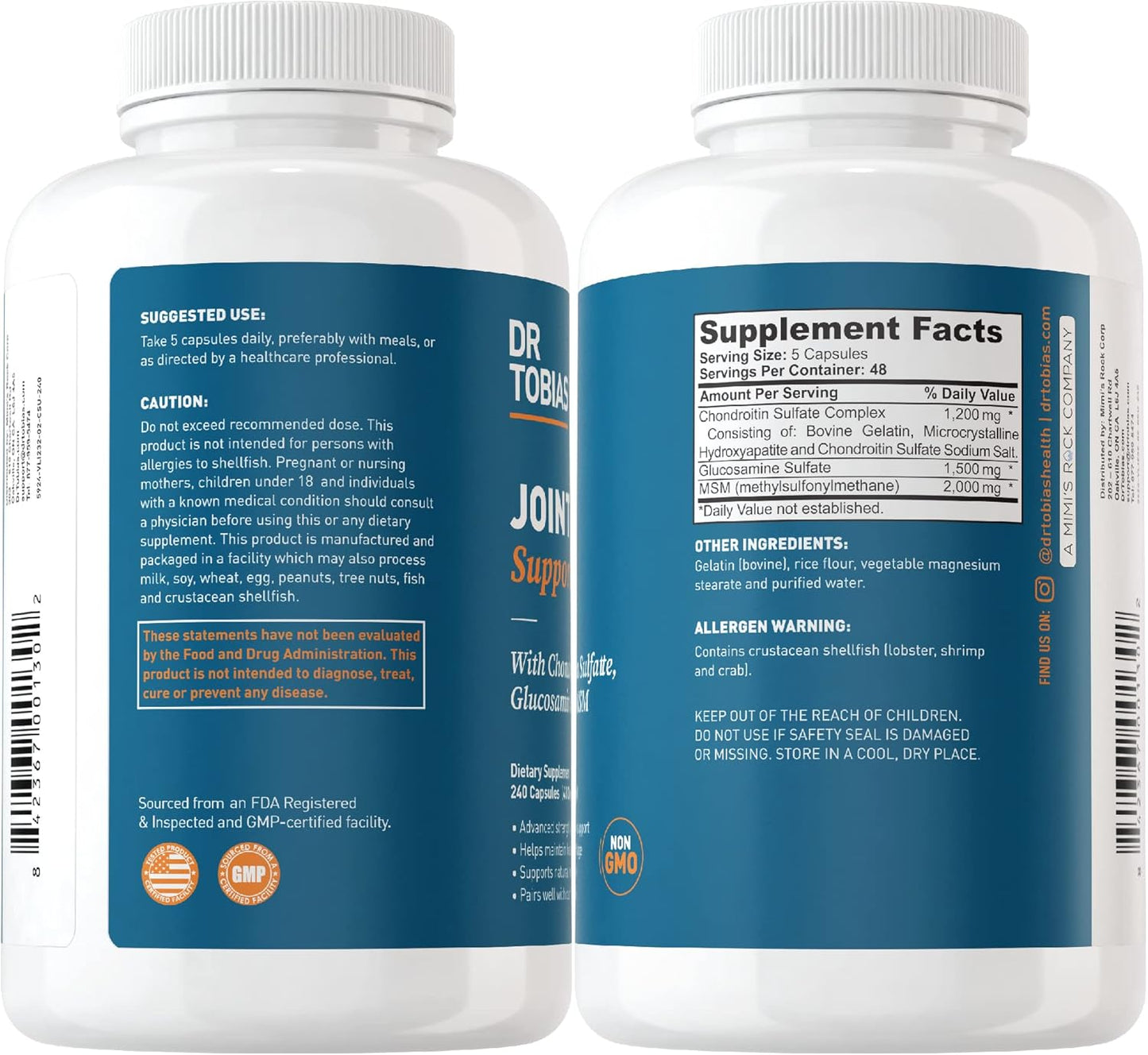 Omega 3 Fish Oil & Joint Support Supplement by Dr. Tobias - Promotes Heart, Brain, and Immune Health, Non-GMO Formula for Joint Comfort