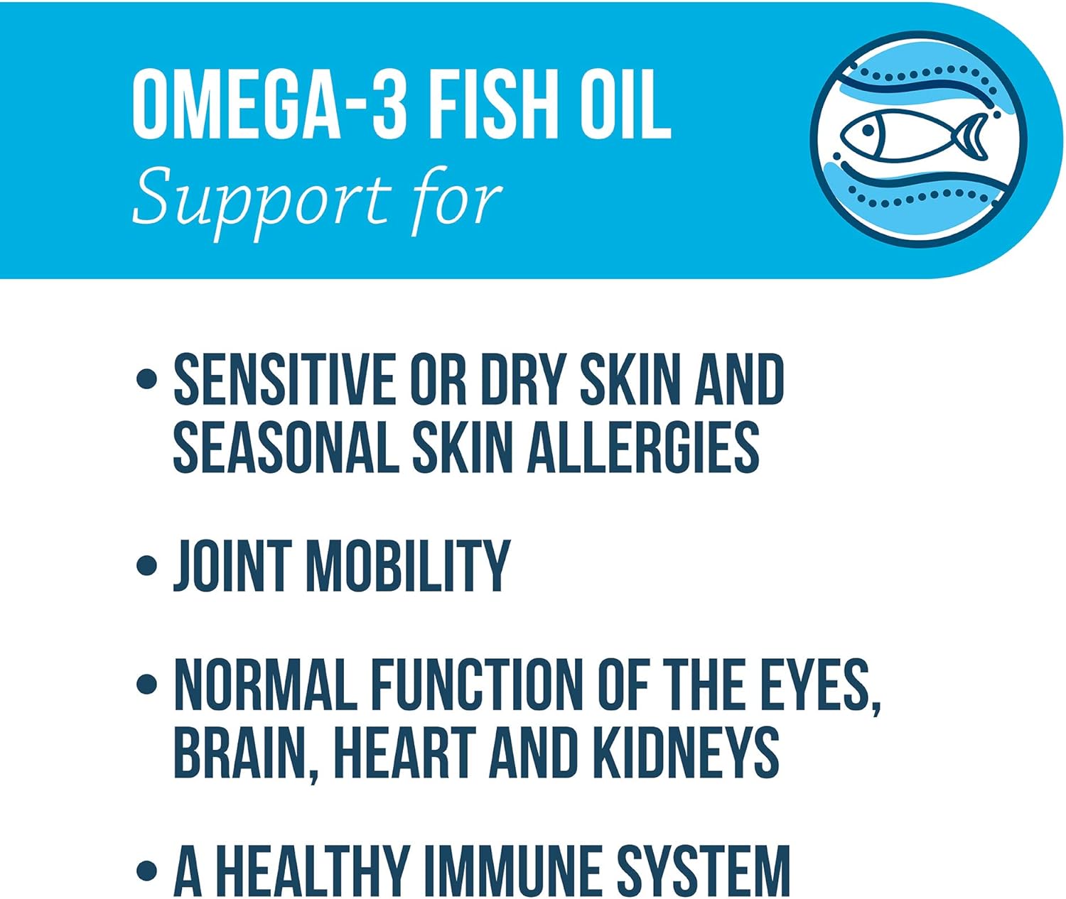 Omega-3 Fish Oil Liquid Supplement for Medium & Large Dogs - 60 Count, Free Form Snip Tips