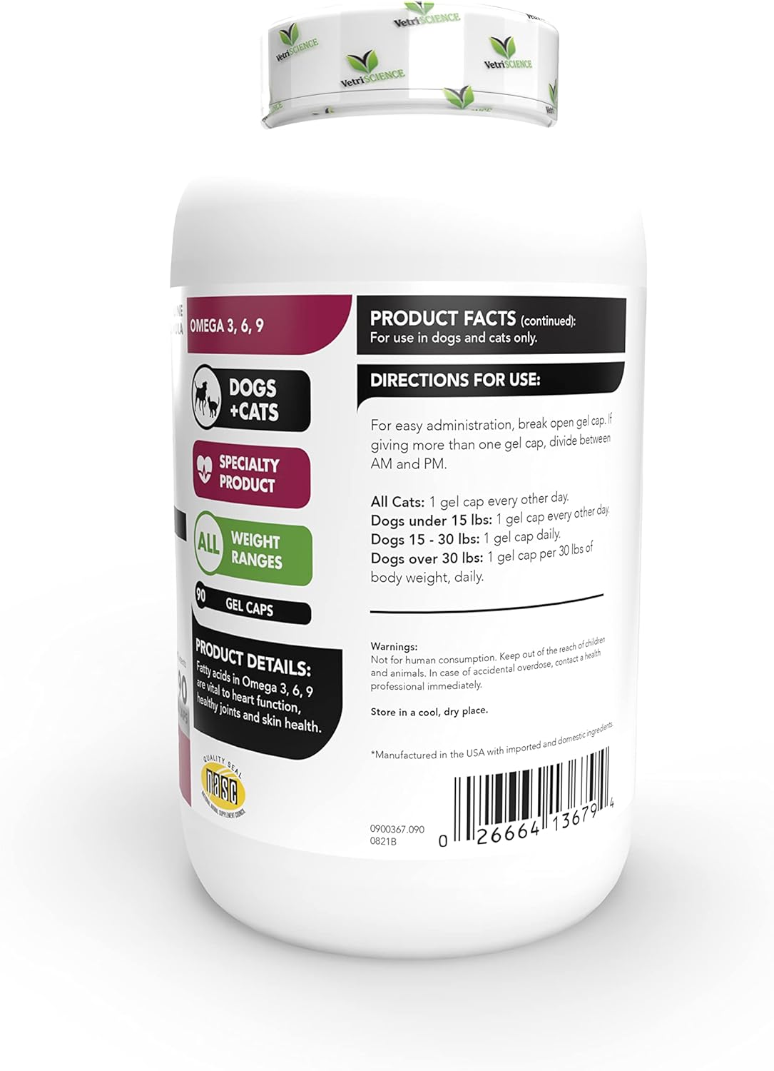 Omega 3 Fish Oil Soft Gels for Dogs and Cats - Skin, Coat, Heart, and Immune Health Support