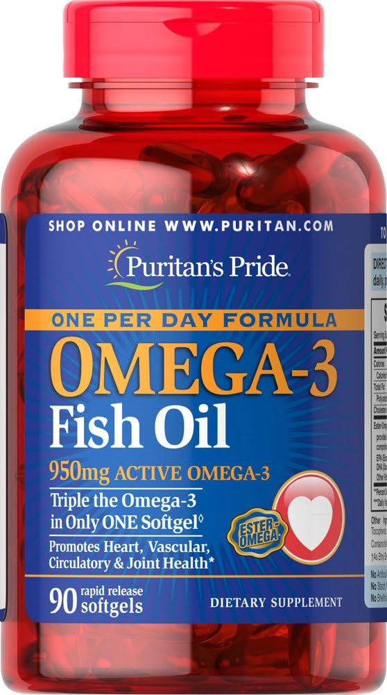 Omega-3 Fish Oil Softgels - 1360mg, 90 Count - Puritan's Pride One Per Day