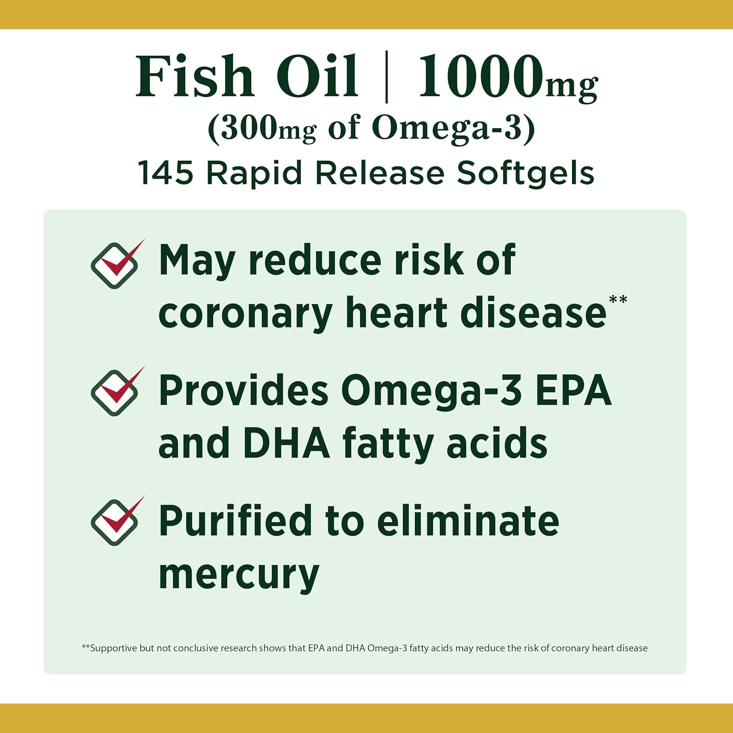 Omega-3 Fish Oil Softgels 1000 mg - 145 Count by Nature's Bounty