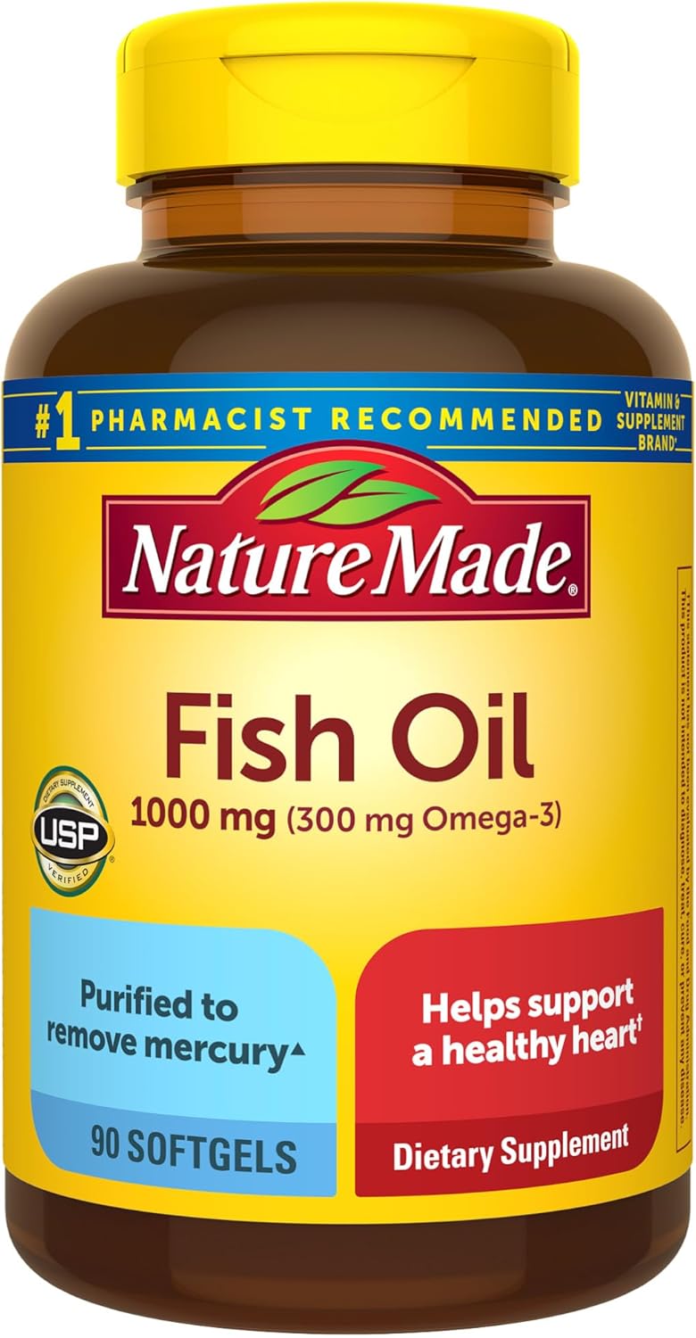 Omega 3 Fish Oil Softgels for Healthy Heart Support - 1000mg, 90 Softgels, 45 Day Supply