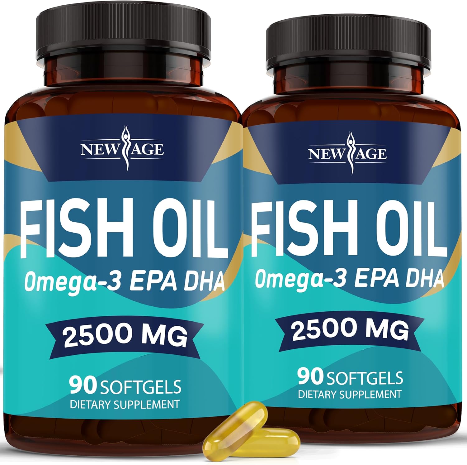 Omega 3 Fish Oil Supplement 2500mg - Non GMO, High EPA and DHA Fatty Acids - Gluten Free (360 Softgels)