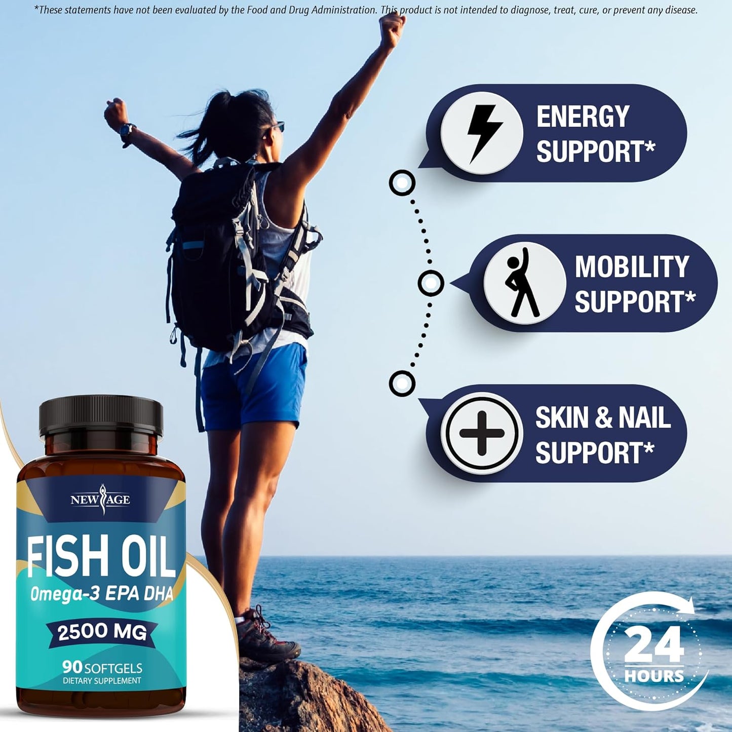 Omega 3 Fish Oil Supplement 2500mg - Non GMO, High EPA and DHA Fatty Acids - Gluten Free (360 Softgels)