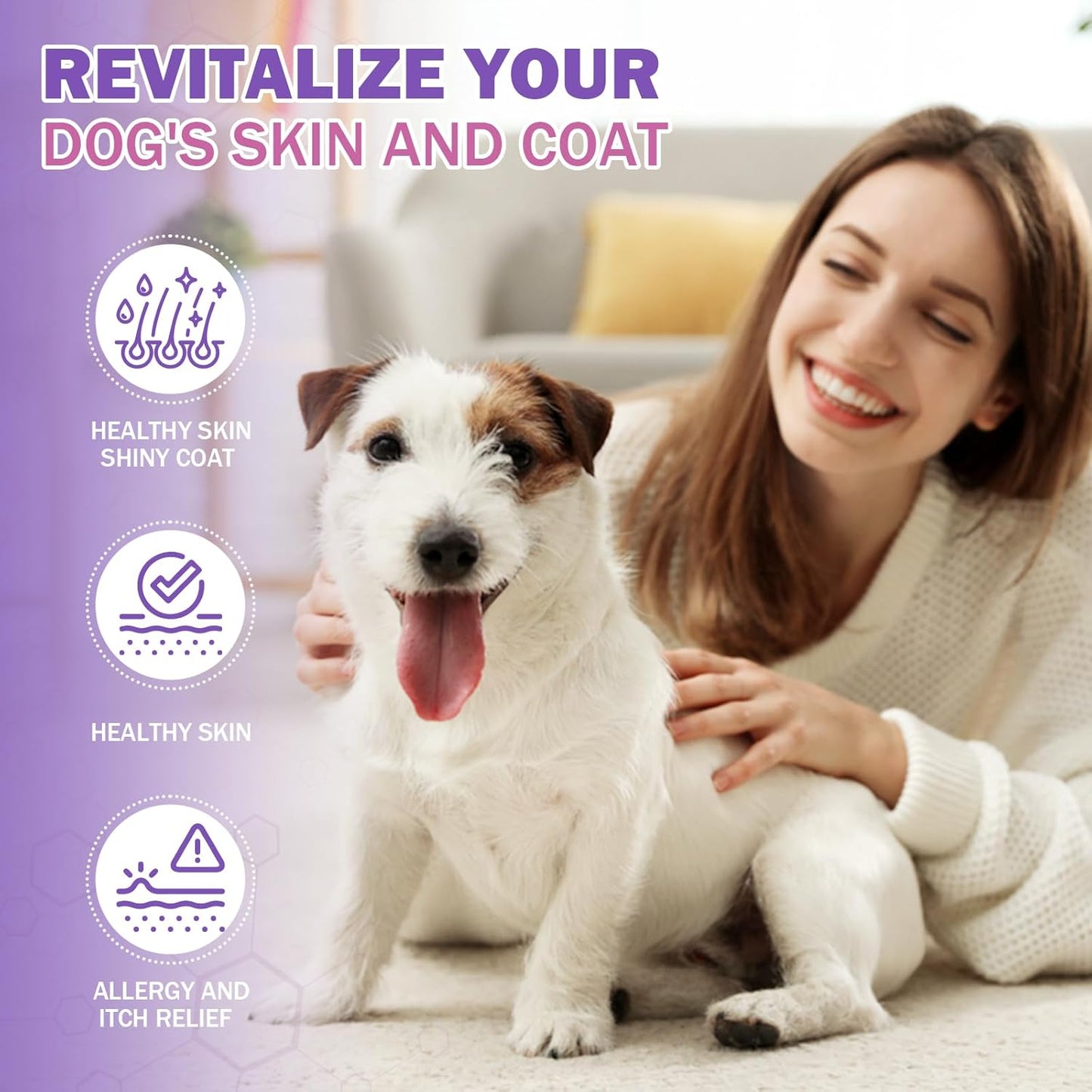 Omega 3 Fish Oil Supplement Chews for Dogs | Skin, Coat, and Allergy Care | 300 Pieces Omega-3 Fatty Acids for Pet Hair Growth and Dry Skin Relief