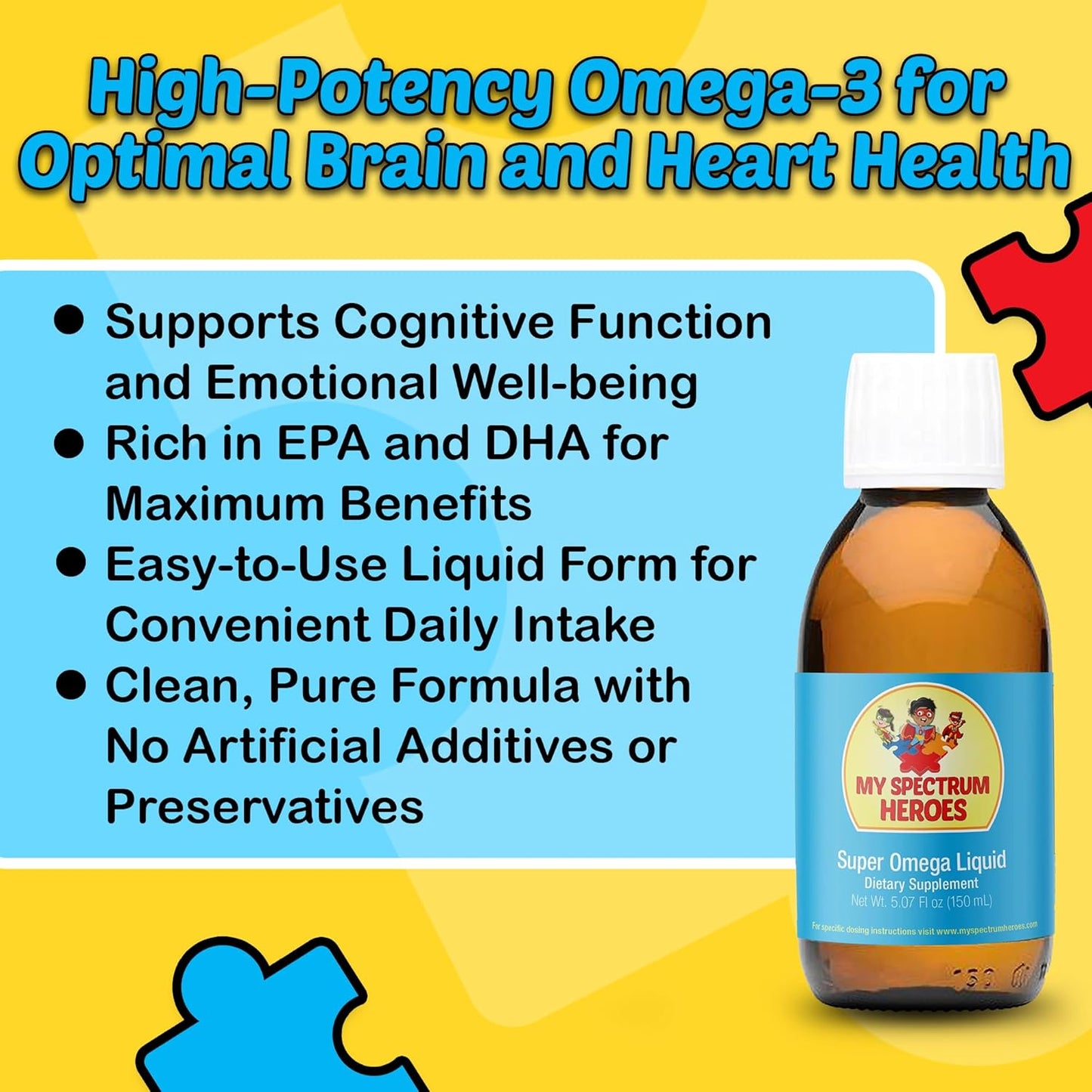 Omega-3 Fish Oil Supplement for Children & Adults - Supports Neural, Inflammation, Immune Health - EPA & DHA for Brain & Eye - Liquid - 5.07oz