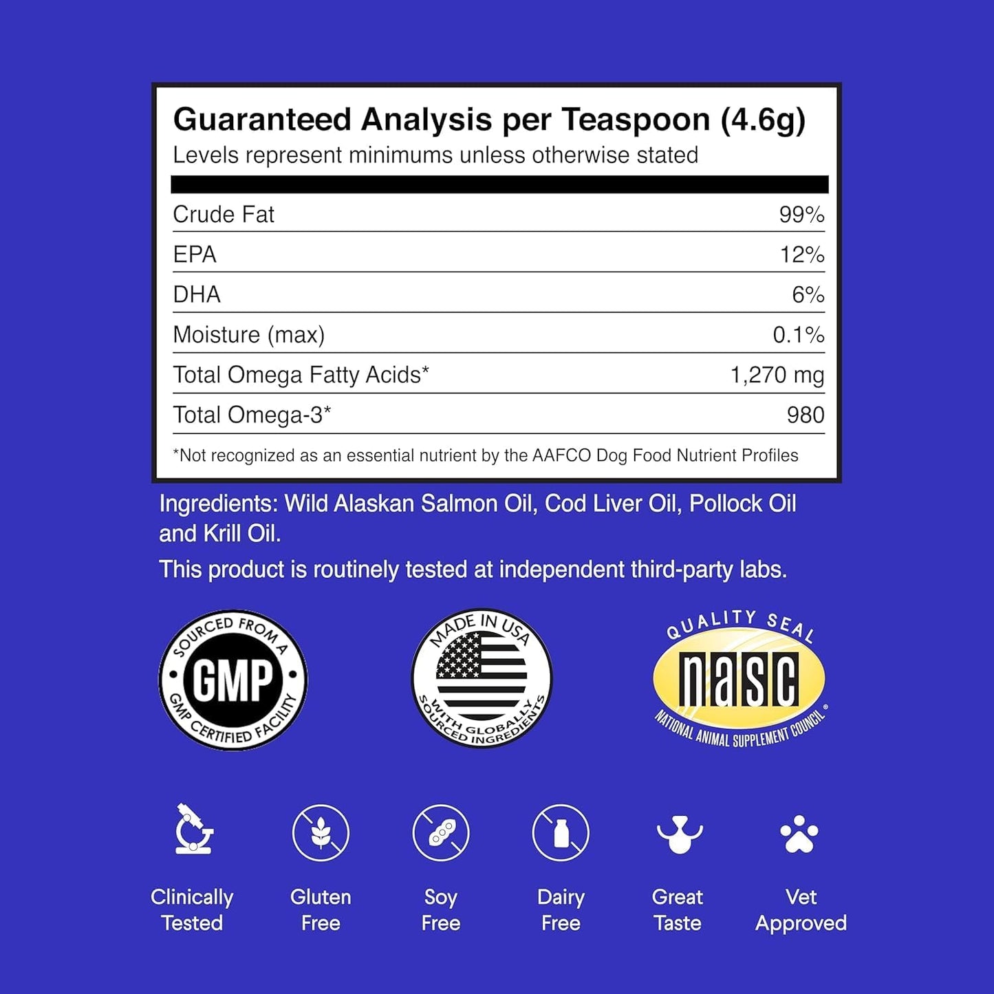 Omega 3 Fish Oil Supplement for Dogs - Alaskan Salmon, Cod, and Krill Oil - Promotes Healthy Skin, Joints, and Immune System - 32 oz Liquid Formula