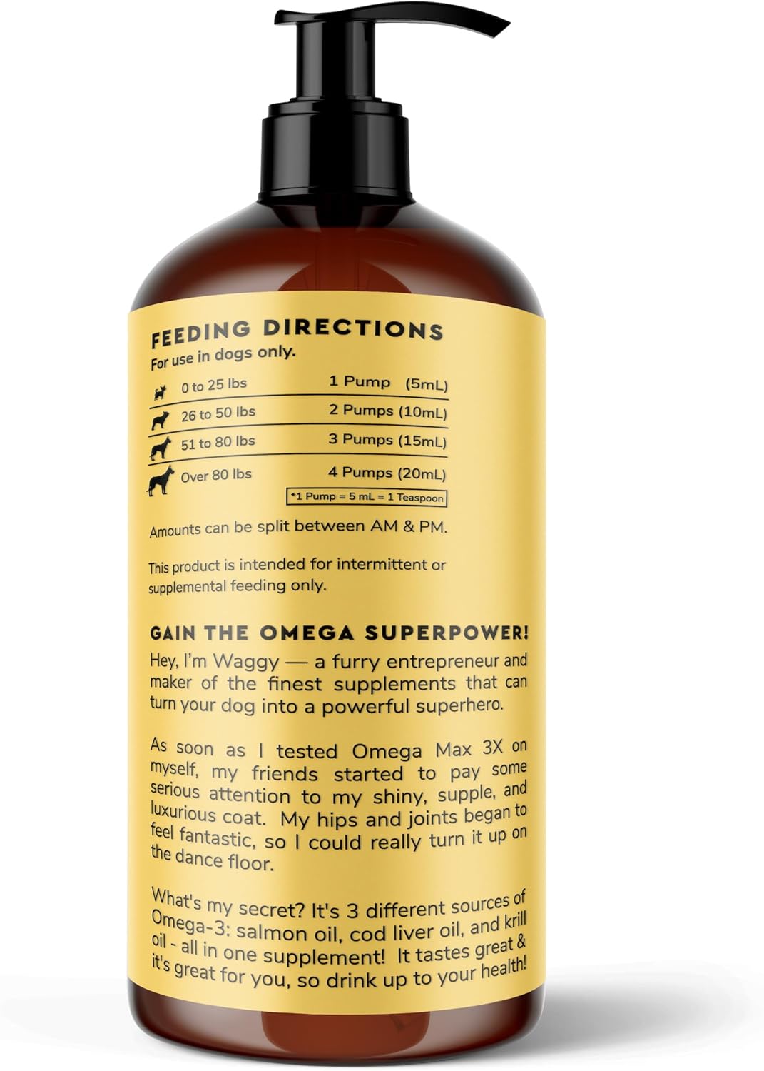 Omega 3 Fish Oil Supplement for Dogs - Alaskan Salmon, Cod, & Krill Oil - Promotes Skin, Joint, & Heart Health - Liquid Formula (16 oz)