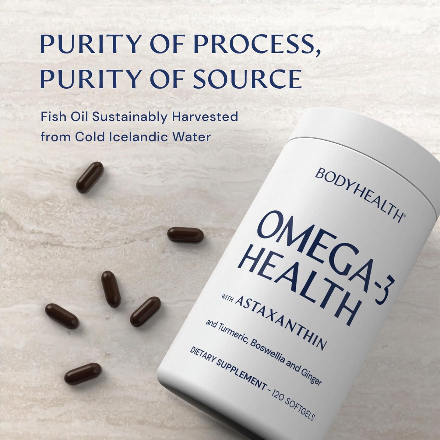 Omega 3 Fish Oil Supplement for Heart & Brain Health - 120 Soft Gels for Men & Women, Fatty Acid Vitamins