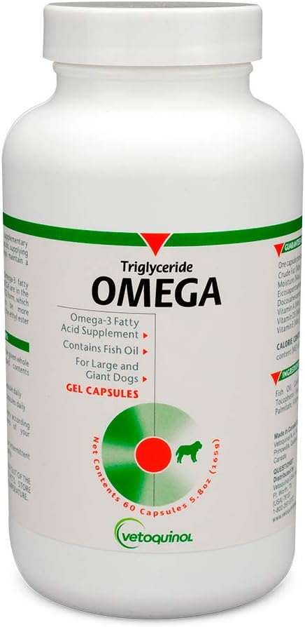 Omega 3 Fish Oil Supplement for Large Dogs 60lbs+, 60ct - Promotes Skin, Coat, Joint & Immune Health - Dog Fish Oil with EPA & DHA by Vetoquinol
