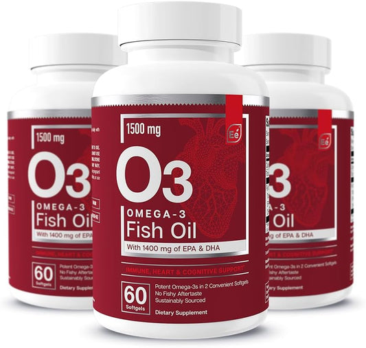 Omega-3 Fish Oil Supplement with EPA & DHA for Immune, Heart & Cognitive Support - 180 Softgels