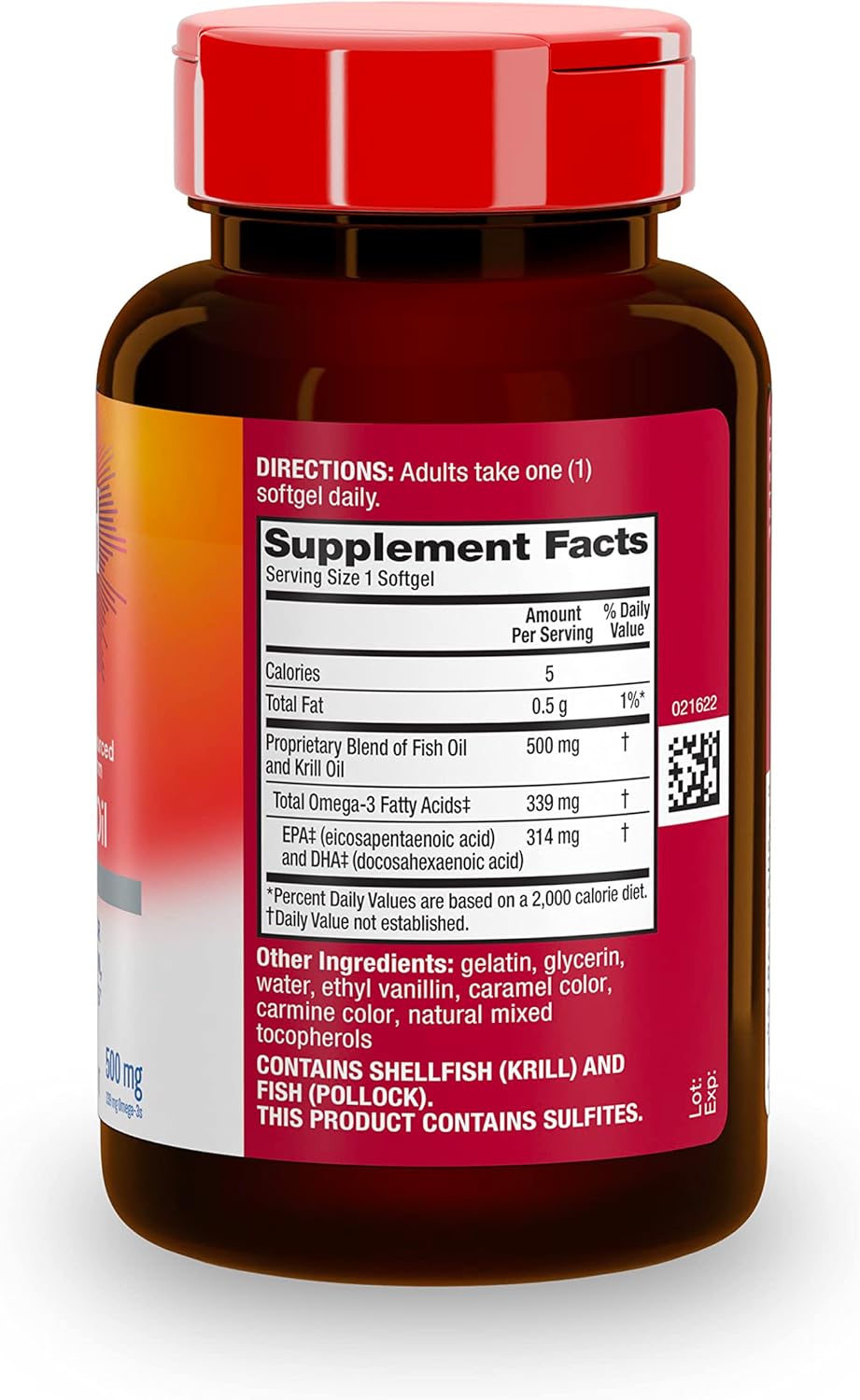 Omega 3 Fish Oil Supplement with Krill Oil, 500mg, 4in1 EPA & DHA Softgels, 140ct Bottle, Supports Brain, Eye, Joint & Heart Health