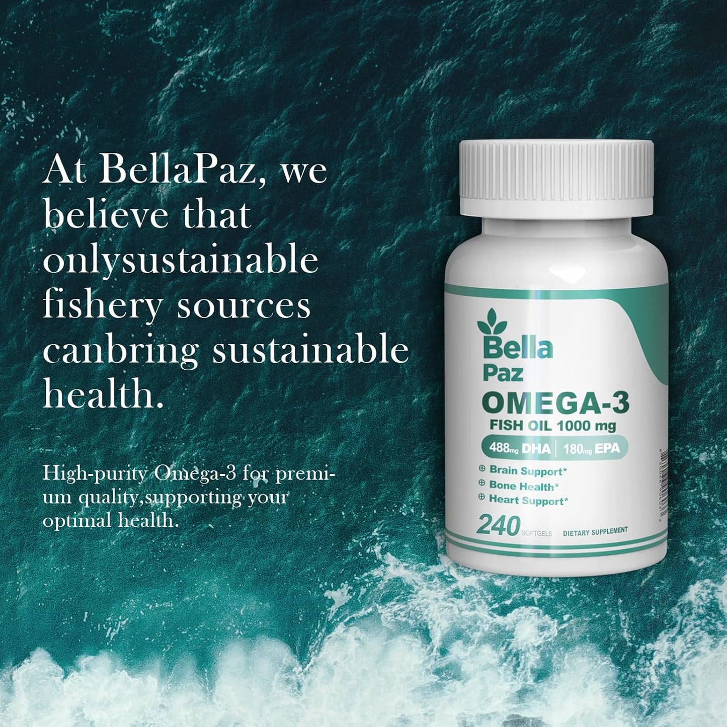 Omega-3 Fish Oil Supplements for Muscle, Bone, Heart, and Brain Support - 788mg Burpless Formula with DHA & EPA - 240 Softgels for Men and Women in Fitness and Sports