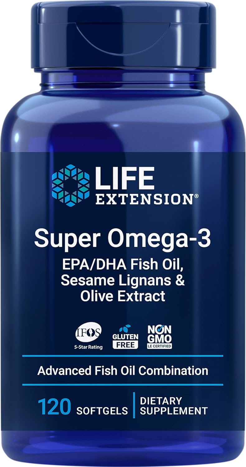 Omega-3 Fish Oil with Sesame, Olive Extract, Multi-Vitamin, and Minerals - 120 Softgels & 120 Tablets by Life Extension