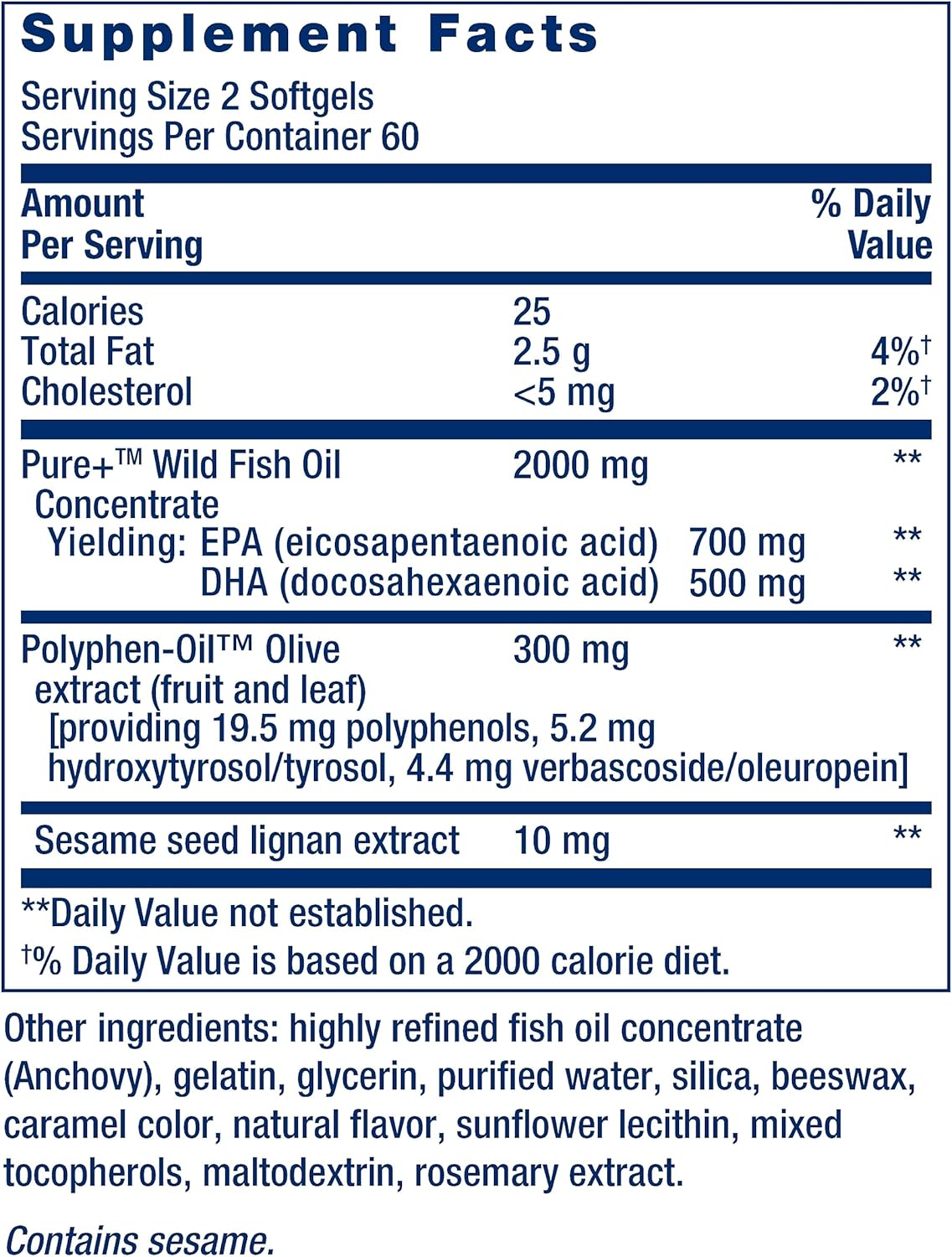 Omega-3 Fish Oil with Sesame, Olive Extract, Multi-Vitamin, and Minerals - 120 Softgels & 120 Tablets by Life Extension