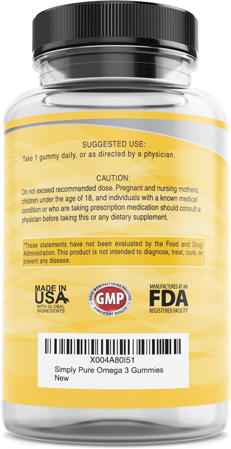 Omega 3 Gummies for Adults & Kids - Circulatory Support with Omega 3 6 9 - No Fish Oil Orange Flavor - 60 Day Supply