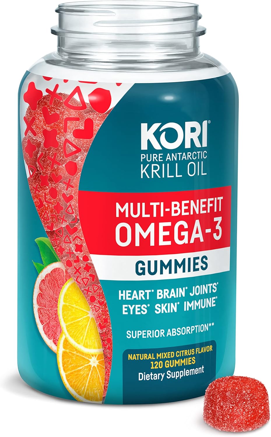 Omega-3 Gummies for Adults | Supports Heart, Brain, Joint, Eye, Skin, Immune Health | High Absorption Krill Oil Supplement | 240 Ct, 2-Pack