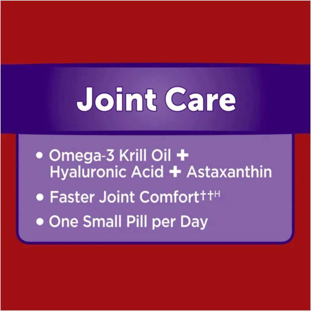 Omega-3 Krill Oil Joint Care Supplement with EPA/DHA Fatty Acids, Antioxidants, Hyaluronic Acid - No Fishy Burp Aftertaste - 120 Softgels