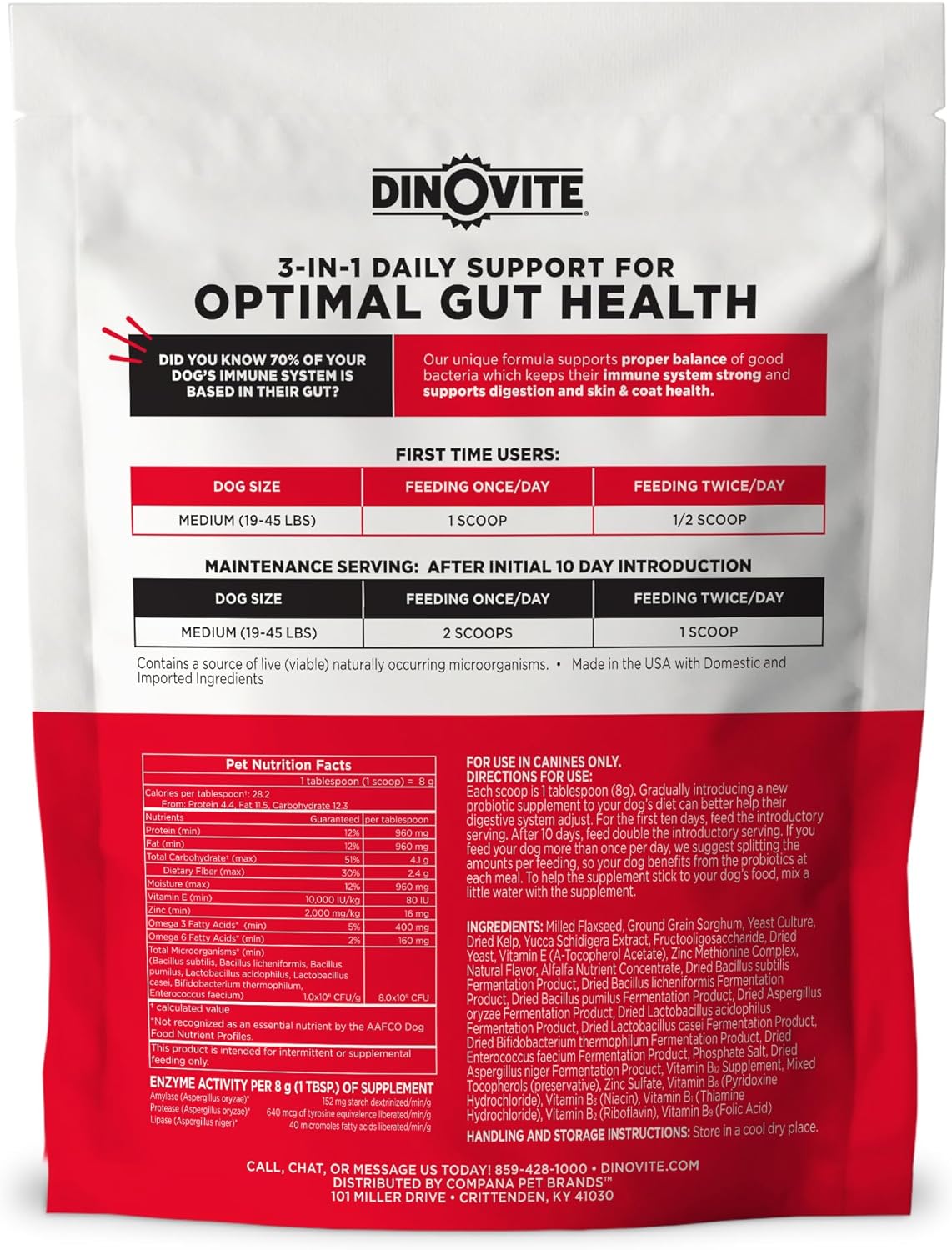 Omega 3 Probiotic and Skin & Coat Supplement for Medium Dogs - Hot Spot Relief - 30 Day Supply