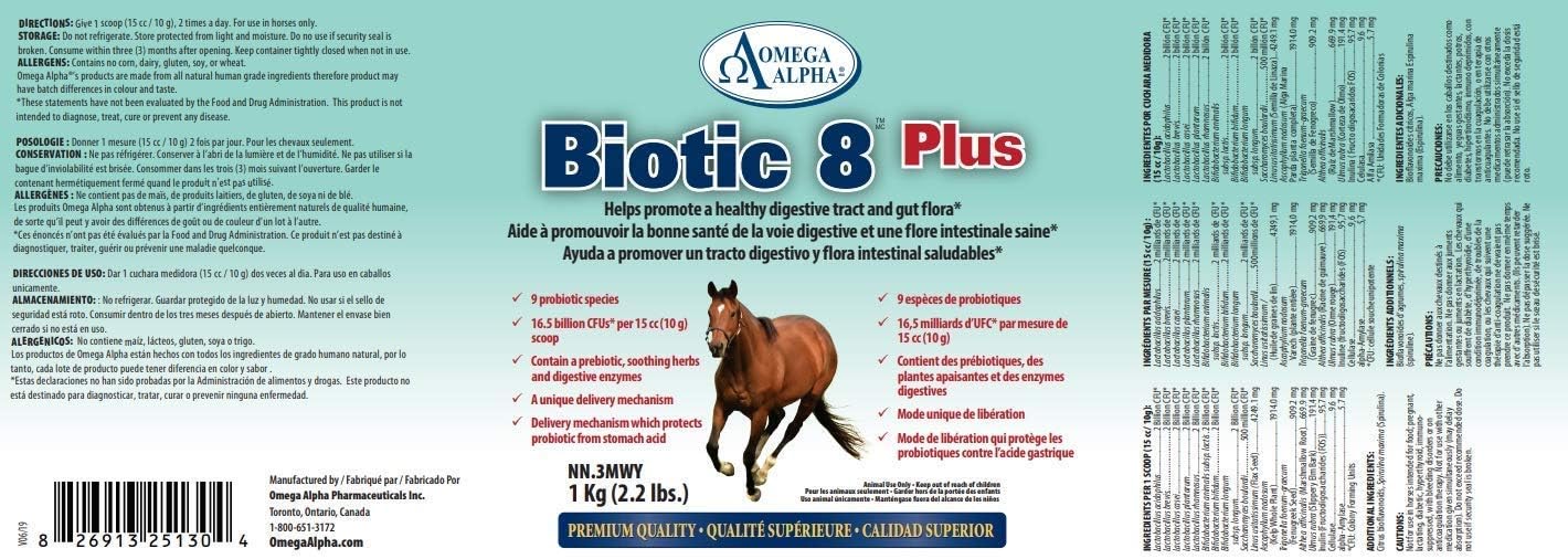 Omega Alpha Biotic 8 Plus Probiotic Supplement - 2.2lb Jar