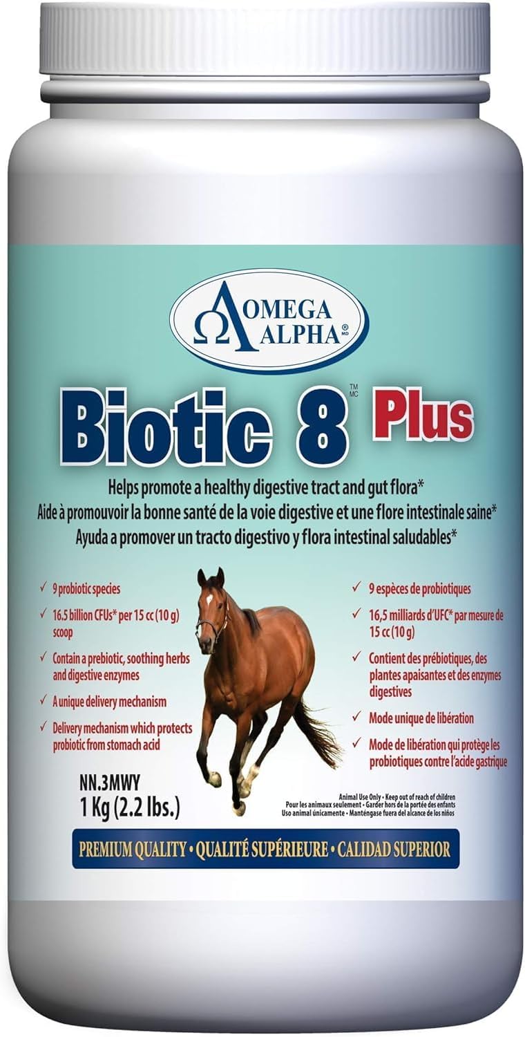 Omega Alpha Biotic 8 Probiotic Supplement 2.2lbs for Equines