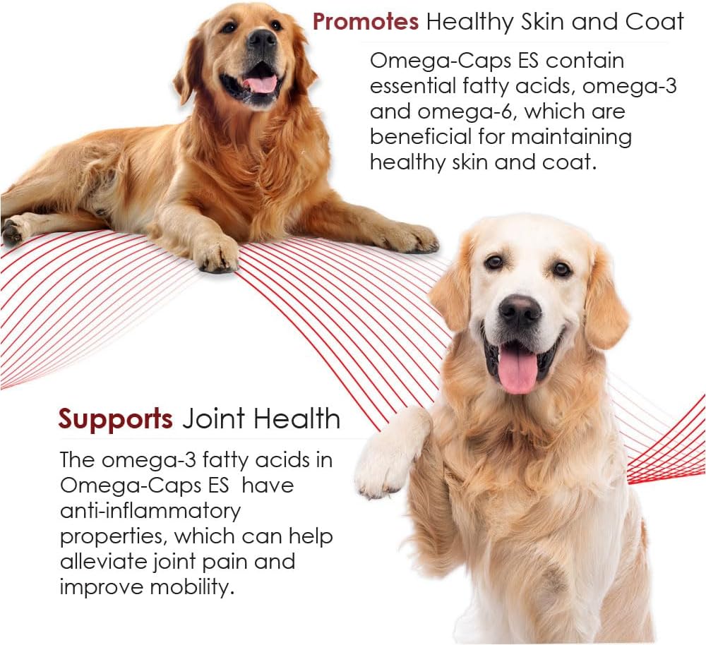 Omega-Caps Extra Strength for Large Breeds: Vet Formulated Skin & Coat Support with Omega 3 - 60 Soft Gels