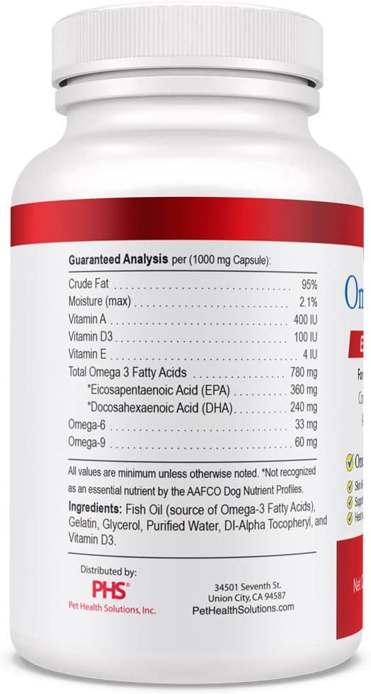 Omega-Caps Extra Strength for Large Breeds: Vet Formulated Skin & Coat Support with Omega 3 - 60 Soft Gels