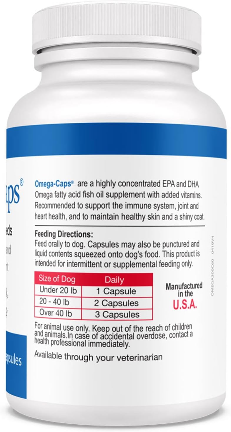 Omega-Caps for Medium Dog Breeds - Supports Immune System, Joints, Heart, and Brain - 60 Softgel Capsules