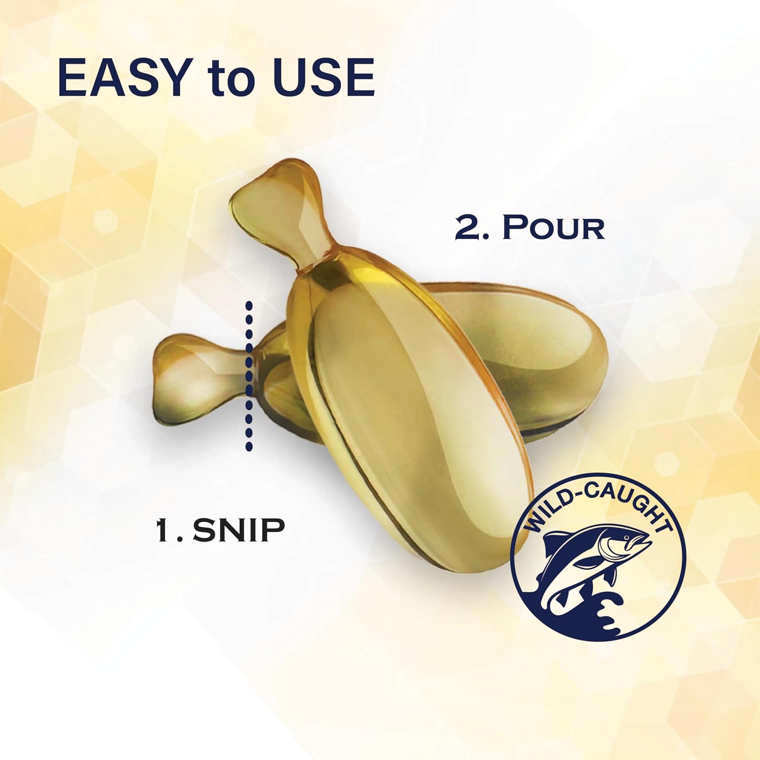 Omega-Caps High Potency Snip Tips for Medium to Large Breeds - 250 CT Soft Gel Capsules with Omega 3 for Healthy Skin & Coat, Joint & Immune Support