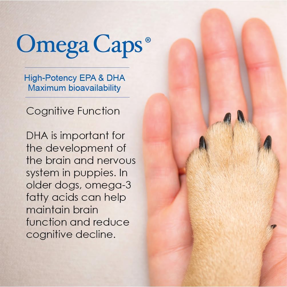 Omega-Caps High Potency Snip Tips for Medium to Large Breeds - 250 CT Soft Gel Capsules with Omega 3 for Healthy Skin & Coat, Joint & Immune Support