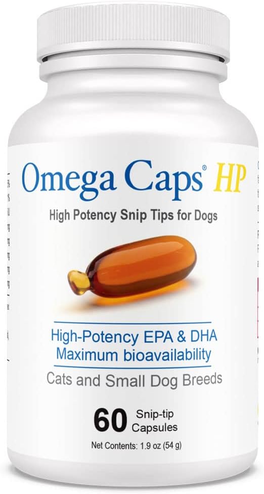 Omega-Caps HP Snip Tips Soft Gel Capsules for Cats and Small Dogs - Supports Skin, Coat Health & Immune System - 60 Count
