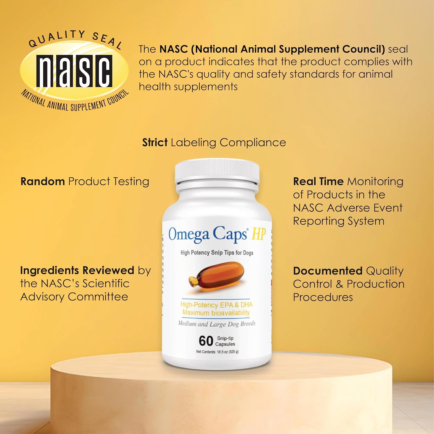 Omega-Caps HP Snip Tips Soft Gel Capsules for Cats and Small Dogs - Supports Skin, Coat Health & Immune System - 60 Count